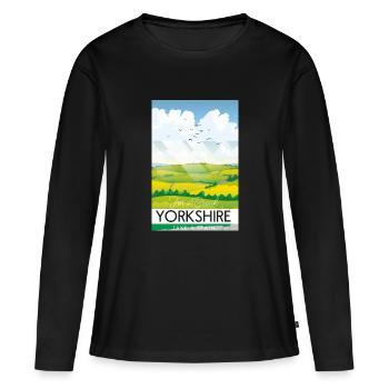 Le Yorkshire fait une pause - T-shirt manches longues Premium bio Femme - noir - Devant - Julia (174cm)