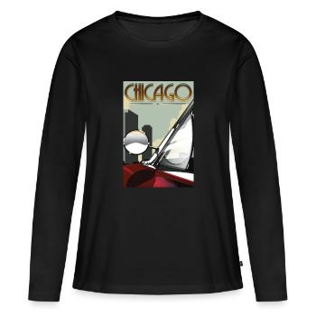 Affiche Chicago Car Travel - T-shirt manches longues Premium bio Femme - noir - Devant - Julia (174cm)