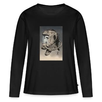 Alter Weltraumhelm einfarbig - Frauen Premium Bio Langarmshirt - Schwarz - Vorne - Julia (174cm)