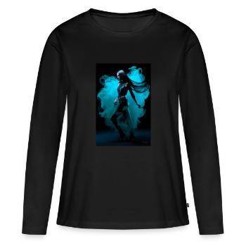 Cyan Beauté 2 - T-shirt manches longues Premium bio Femme - noir - Devant - Julia (174cm)