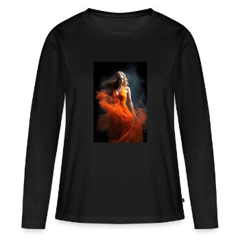 Orange Beauté 3 - T-shirt manches longues Premium bio Femme - noir - Devant - Julia (174cm)
