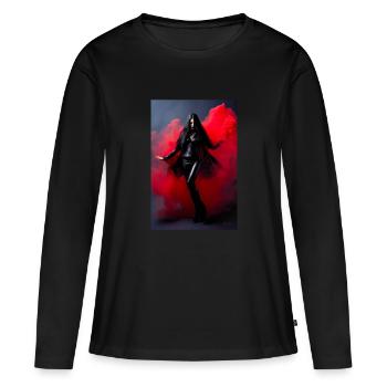 Beauté Rouge 2 - T-shirt manches longues Premium bio Femme - noir - Devant - Julia (174cm)