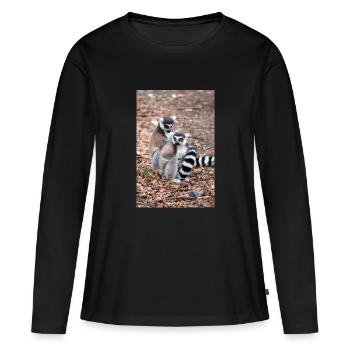 Lémurien à queue annelée (en allemand Katta) Lémurien catta - T-shirt manches longues Premium bio Femme - noir - Devant - Julia (174cm)