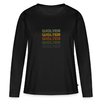 70s Retro Nom Vintage Personnalisé Walter - T-shirt manches longues Premium bio Femme - noir - Devant - Julia (174cm)