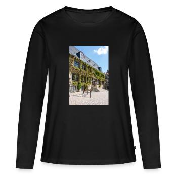 Rathaus Quedlinburg Sachsen-Anhalt - Frauen Premium Bio Langarmshirt - Schwarz - Vorne - Julia (174cm)