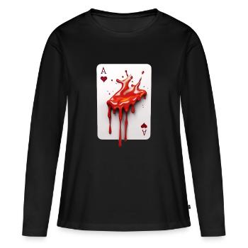 Blutige Pokerkarte - Frauen Premium Bio Langarmshirt - Schwarz - Vorne - Julia (174cm)