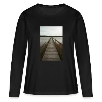 pont - T-shirt manches longues Premium bio Femme - noir - Devant - Julia (174cm)