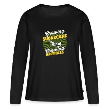 Croissance de la culture - L’agriculteur récolte la canne à sucre - T-shirt manches longues Premium bio Femme - noir - Devant - Julia (174cm)
