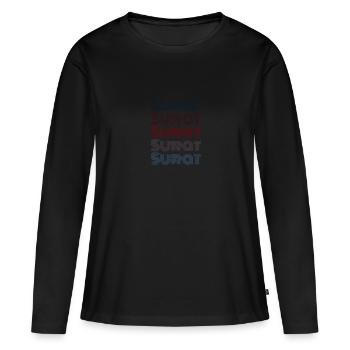 Vintage India Stadt - Retro Surat - Frauen Premium Bio Langarmshirt - Schwarz - Vorne - Julia (174cm)
