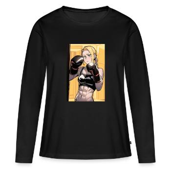 Boxeuse poster - T-shirt manches longues Premium bio Femme - noir - Devant - Julia (174cm)