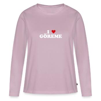Parc national du cœur en Turquie - J’aime Göreme - T-shirt manches longues Premium bio Femme - rose poudré - Devant - Julia (174cm)