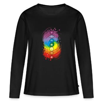 Équilibre des chakras - T-shirt manches longues Premium bio Femme - noir - Devant - Julia (174cm)