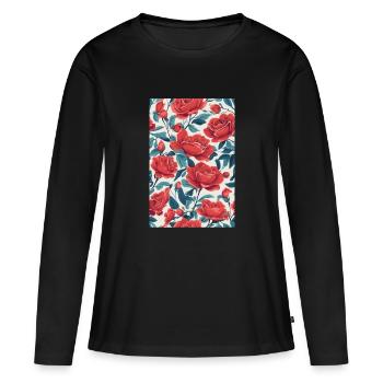 Rote Rosen - Frauen Premium Bio Langarmshirt - Schwarz - Vorne - Julia (174cm)