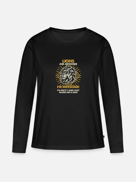 Löwen Sind Großartig - Mama Dad - Frauen Premium Bio Langarmshirt - Schwarz