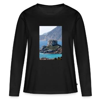 Vue panoramique de l’île de Kastri près de la ville de Kampos - T-shirt manches longues Premium bio Femme - noir - Devant - Julia (174cm)
