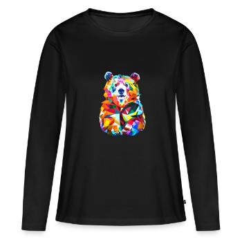 Ours polygone - T-shirt manches longues Premium bio Femme - noir - Devant - Julia (174cm)