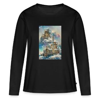 Winterliches Schloss im Sonnenlicht Winter Sunlit - Frauen Premium Bio Langarmshirt - Schwarz - Vorne - Julia (174cm)