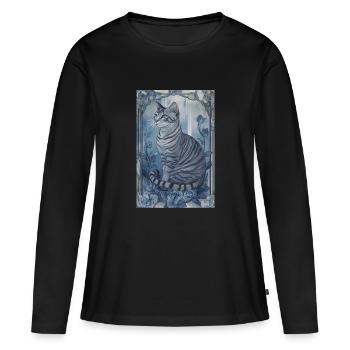 jayfeather häherfeder schöne getigerte Katze grau - Frauen Premium Bio Langarmshirt - Schwarz - Vorne - Julia (174cm)