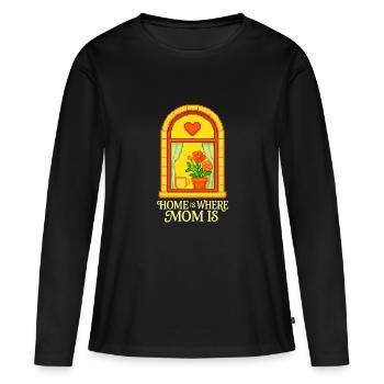 Home Is Where Mom Is – Pixelart Mother's Love Shirt - Women's Premium Organic Long Sleeve Shirt - black - Front - Julia (174cm)