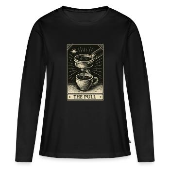 Tarot pour les amateurs de café – The Pull - T-shirt manches longues Premium bio Femme - noir - Devant - Julia (174cm)