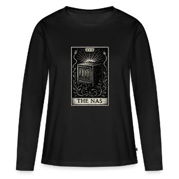 Datafararding Tarot : l’oracle du NAS - T-shirt manches longues Premium bio Femme - noir - Devant - Julia (174cm)