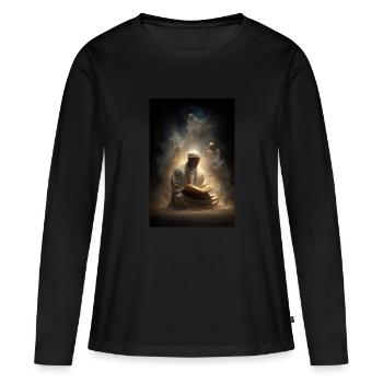 Lumière divine du reflet - T-shirt manches longues Premium bio Femme - noir - Devant - Julia (174cm)