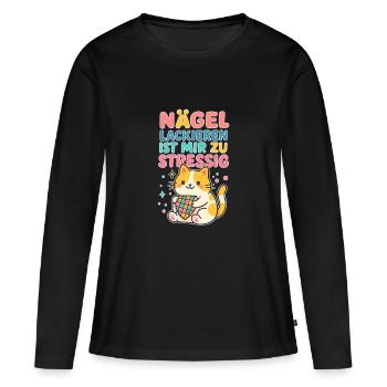 Peindre les ongles est trop stressant pour moi - T-shirt manches longues Premium bio Femme - noir - Devant - Julia (174cm)