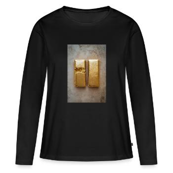 Transformation de l’or - T-shirt manches longues Premium bio Femme - noir - Devant - Julia (174cm)