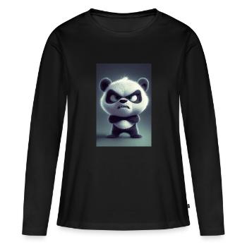 dessin animé panda humeur - T-shirt manches longues Premium bio Femme - noir - Devant - Julia (174cm)