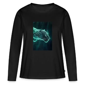 Jaguar der elektrischen Geschwindigkeit - Frauen Premium Bio Langarmshirt - Schwarz - Vorne - Julia (174cm)