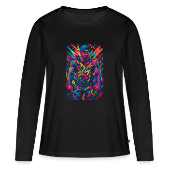 Néons - T-shirt manches longues Premium bio Femme - noir - Devant - Julia (174cm)