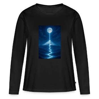 Fleuve lunaire qui coule - T-shirt manches longues Premium bio Femme - noir - Devant - Julia (174cm)