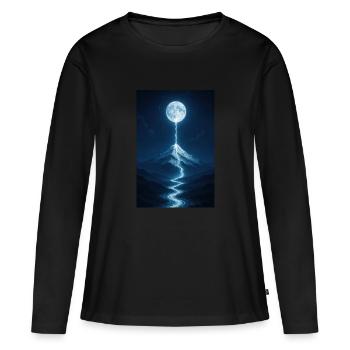 Fleuve de lumière de la lune - T-shirt manches longues Premium bio Femme - noir - Devant - Julia (174cm)