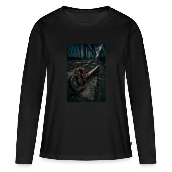 Clé rouillée des secrets oubliés - T-shirt manches longues Premium bio Femme - noir - Devant - Julia (174cm)