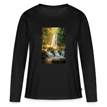 Lever du soleil sur une cascade cachée - T-shirt manches longues Premium bio Femme - noir - Devant - Julia (174cm)