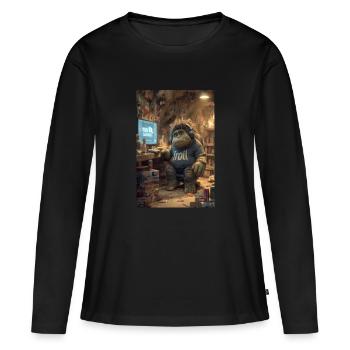 Un troll sur Internet est banni - T-shirt manches longues Premium bio Femme - noir - Devant - Julia (174cm)