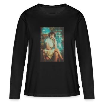 Opérateur de science-fiction rétro - T-shirt manches longues Premium bio Femme - noir - Devant - Julia (174cm)
