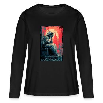 Weinende Freiheitsstatue - Frauen Premium Bio Langarmshirt - Schwarz - Vorne - Julia (174cm)