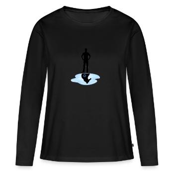 Weck den Superhelden in dir auf - Frauen Premium Bio Langarmshirt - Schwarz - Vorne - Julia (174cm)