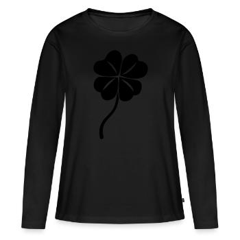 La chance de Cloverleaf - T-shirt manches longues Premium bio Femme - noir - Devant - Julia (174cm)