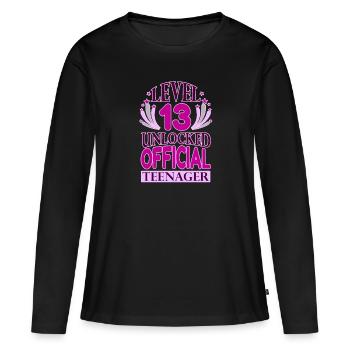 Teen Birthday Level 13 unlocked - Women's Premium Organic Long Sleeve Shirt - black - Front - Julia (174cm)