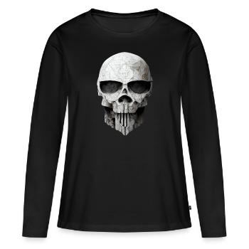 Totenkopf Metall - Frauen Premium Bio Langarmshirt - Schwarz - Vorne - Julia (174cm)
