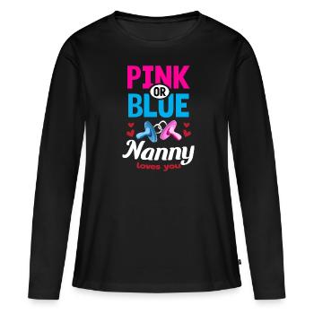 Nounou rose ou bleue vous aime Genre Reveal Party - T-shirt manches longues Premium bio Femme - noir - Devant - Julia (174cm)