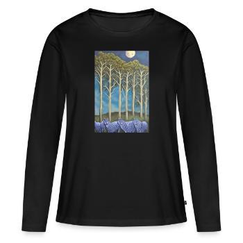 Les loups sur l’avenue - T-shirt manches longues Premium bio Femme - noir - Devant - Julia (174cm)