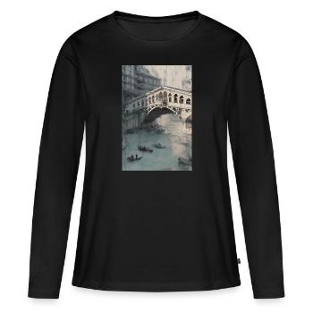 Le pont du Rialto à Venise - T-shirt manches longues Premium bio Femme - noir - Devant - Julia (174cm)