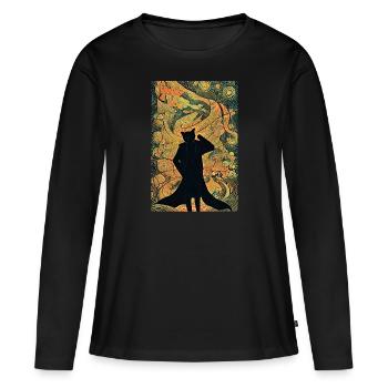 Détective Freddy le chat Poster - T-shirt manches longues Premium bio Femme - noir - Devant - Julia (174cm)