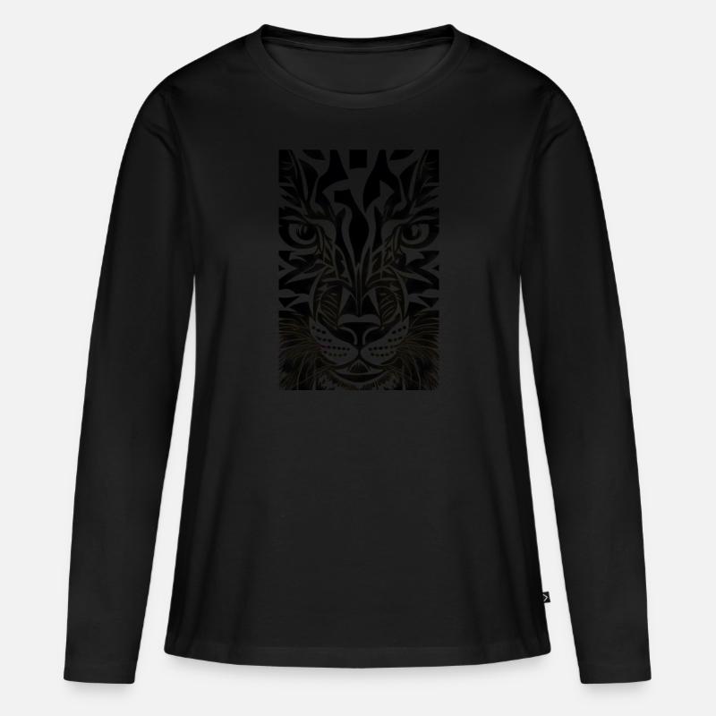 Tiger abstract schwarz weiß - Frauen Premium Bio Langarmshirt - Schwarz