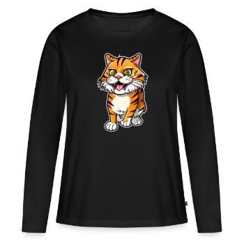 Tigre de dessin animé - T-shirt manches longues Premium bio Femme - noir - Devant - Julia (174cm)