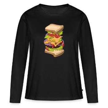 Tall Cheeseburger - T-shirt manches longues Premium bio Femme - noir - Devant - Julia (174cm)