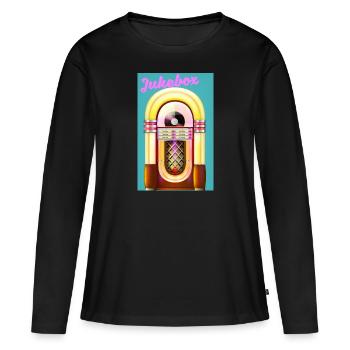 Juke-box des années 1950 - T-shirt manches longues Premium bio Femme - noir - Devant - Julia (174cm)